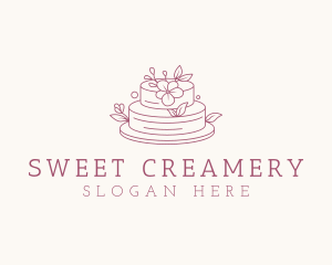 Floral Wedding Cake logo design