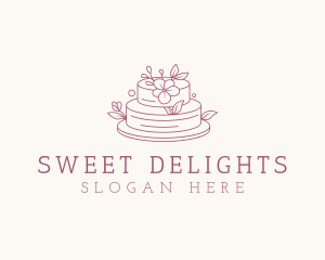 Floral Wedding Cake logo design