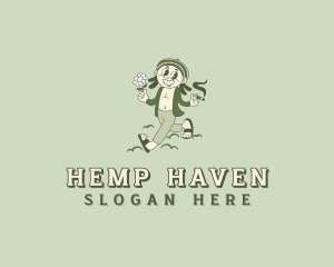 Cartoon Smoking Marijuana logo design