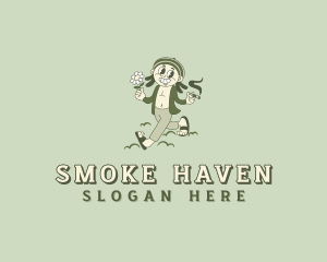 Cartoon Smoking Marijuana logo design