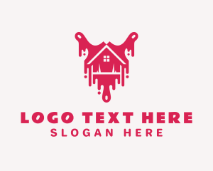 House Paint - Pink Paintbrush Home logo design