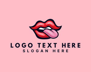 Naughty - Lady Lips Tongue logo design