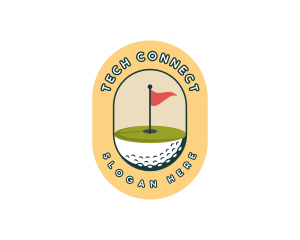 Player - Golf Ball Flag logo design