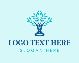 Blue - Human Yoga Tree logo design