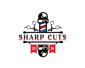 Scissors - Barber Pole Scissors logo design