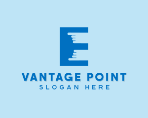 Point - Finger Touch Letter E logo design