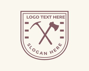 Logging - Axe Pickaxe Tool logo design