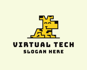 Virtual - Happy Pixel Dog logo design