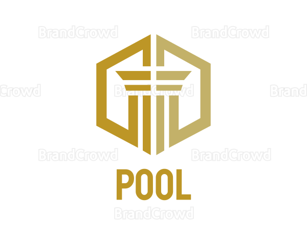 Gold Hexagon Pillar Logo