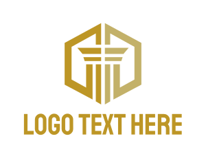 Column - Gold Hexagon Pillar logo design