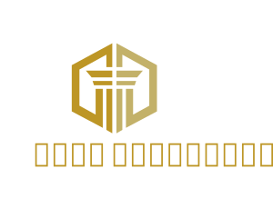 Justice - Gold Hexagon Pillar logo design