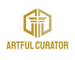 Gold Hexagon Pillar logo design