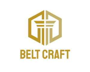 Gold Hexagon Pillar logo design