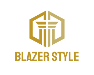 Gold Hexagon Pillar logo design