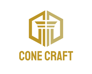 Gold Hexagon Pillar logo design