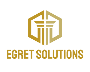 Gold Hexagon Pillar logo design