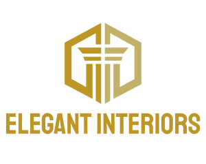 Gold Hexagon Pillar logo design