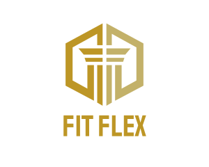 Gold Hexagon Pillar logo design