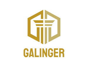 Judge - Gold Hexagon Pillar logo design