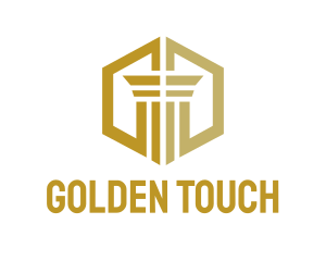 Gold - Gold Hexagon Pillar logo design