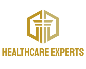 Gold Hexagon Pillar logo design