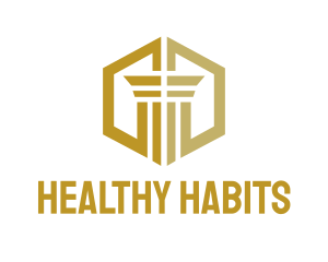 Gold Hexagon Pillar logo design