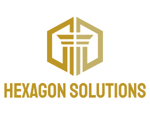 Hexagon - Gold Hexagon Pillar logo design