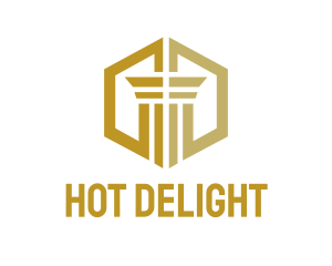 Gold Hexagon Pillar logo design