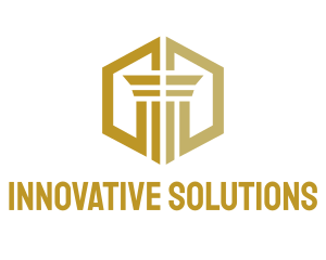 Gold Hexagon Pillar logo design