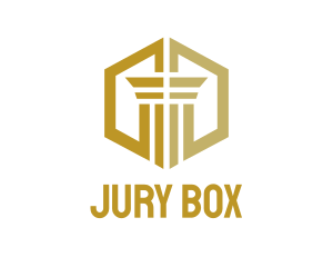 Jury - Gold Hexagon Pillar logo design