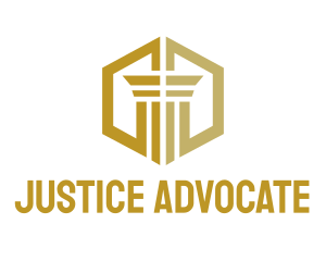 Prosecutor - Gold Hexagon Pillar logo design
