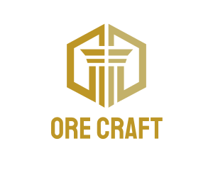 Gold Hexagon Pillar logo design