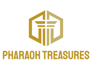 Gold Hexagon Pillar logo design