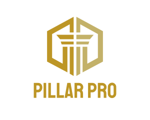 Pillar - Gold Hexagon Pillar logo design