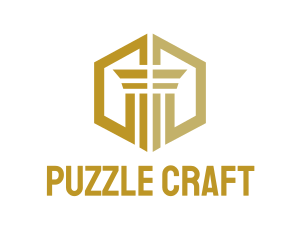 Gold Hexagon Pillar logo design