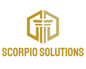 Gold Hexagon Pillar logo design