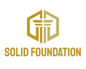 Pillar - Gold Hexagon Pillar logo design