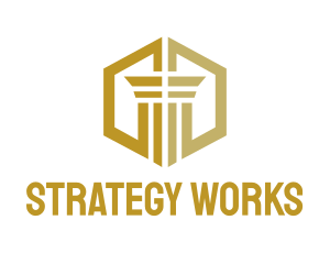 Gold Hexagon Pillar logo design