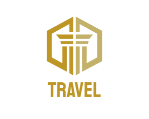 Gold Hexagon Pillar logo design