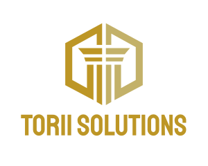 Gold Hexagon Pillar logo design