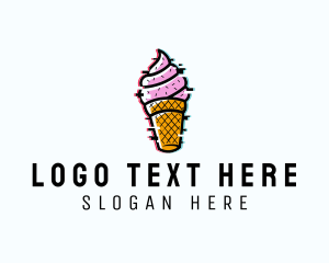 Creamery - Glitch Ice Cream Dessert logo design