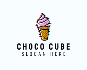 Sweet - Glitch Ice Cream Dessert logo design