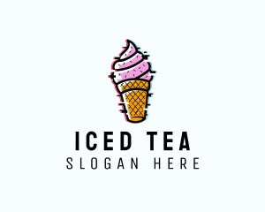 Glitch Ice Cream Dessert logo design