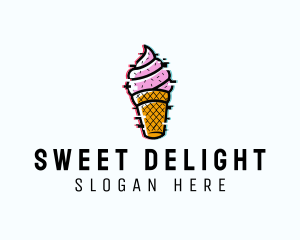 Glitch Ice Cream Dessert logo design