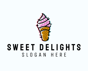 Glitch Ice Cream Dessert logo design