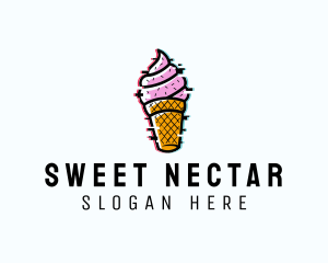 Glitch Ice Cream Dessert logo design