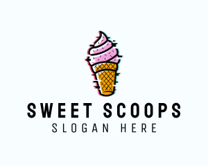 Gelato - Glitch Ice Cream Dessert logo design