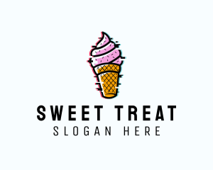 Glitch Ice Cream Dessert logo design