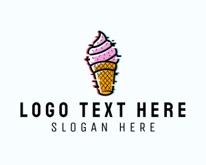 Anaglyph - Glitch Ice Cream Dessert logo design