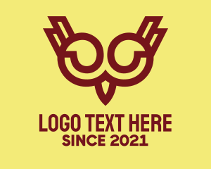 School - Maroon Owl Bird logo design